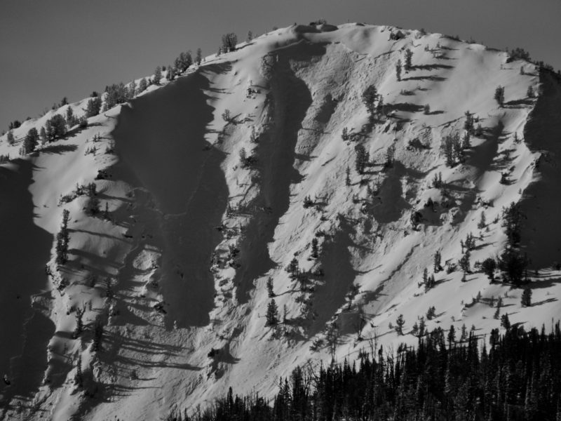 This large natural avalanche was observed on the E-NE Face of Eureka Peak. Crowns range in elevation from 9,500-10,000'.