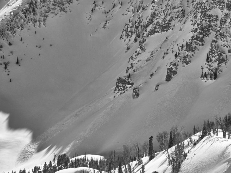 Natural wind slab in steep, rocky terrain at the head of Blind Canyon (near head of Big Smoky Creek). NE aspect at 9,500'.