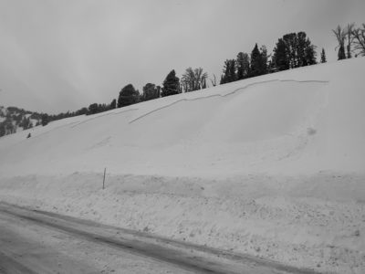 This avalanche was likely triggered by a plow. Galena Summit, ESE @ 8,800'. The slide was approximately 8" deep and likely failed on a crust and facets beneath snowfall since Sunday (2/26). 