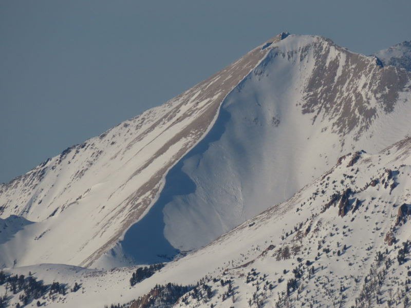 This wind slab avalanche failed on a SE-facing slope at 10,200'. 