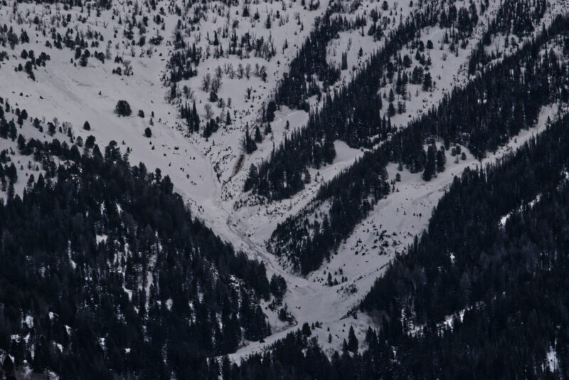 (3/18/23) Debris piles from a very large avalanche on Horton Peak.