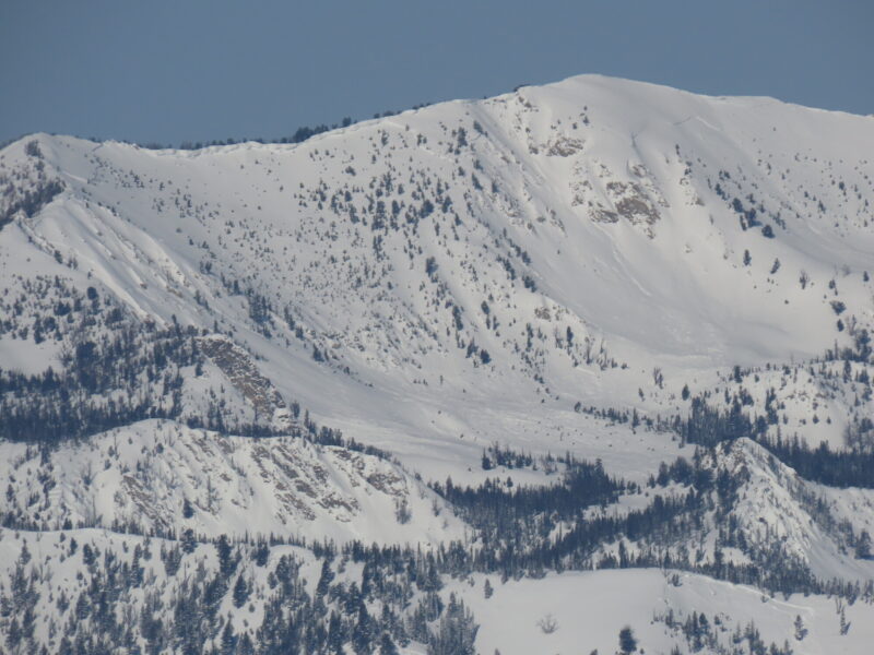 Very large, wide avalanches on McDonald Peak in the Sawtooth Mtns.