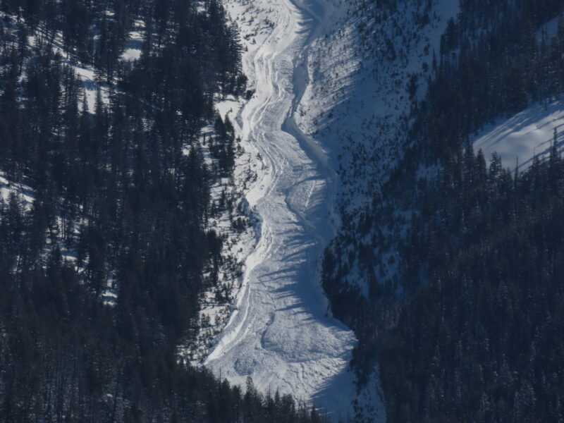 Debris from very large avalanche in SW bowl of Galena Peak.