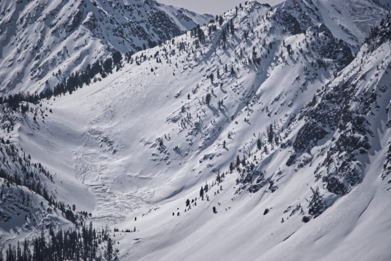 (3/18/23) A very large avalanche released on a NE slope around 9900'. It appears to have released another smaller avalanche on the side of the path.