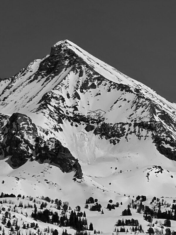 Large wet slab avalanches at about 10,900' on the SW face of Hyndman Peak in the Pioneers. 